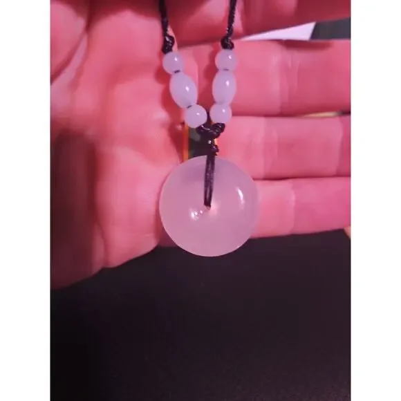 Beautiful! Natural Jade Peace Lucky Buckle Pendant Necklace Healing Adjustable - Picture 11 of 12